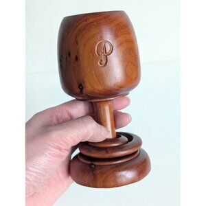 Vintage Handcrafted Bermuda Cedar Goblet Eternity Cup w/ Double Rings 5.5" Tall